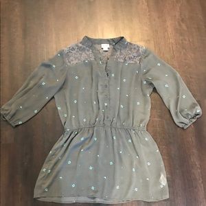 Gray Teal Mossimo Women’s Blouse Top Shirt Large